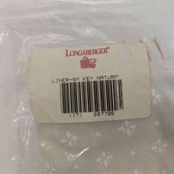 New Longaberger SM Small Key Fabric Liner in Natural Cream Tan White Print NWT - Picture 3 of 7